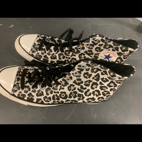 New CONVERSE "CTAS 70 HI" black "Leopard Print" dirftwood and egret shoes. - Picture 3 of 3